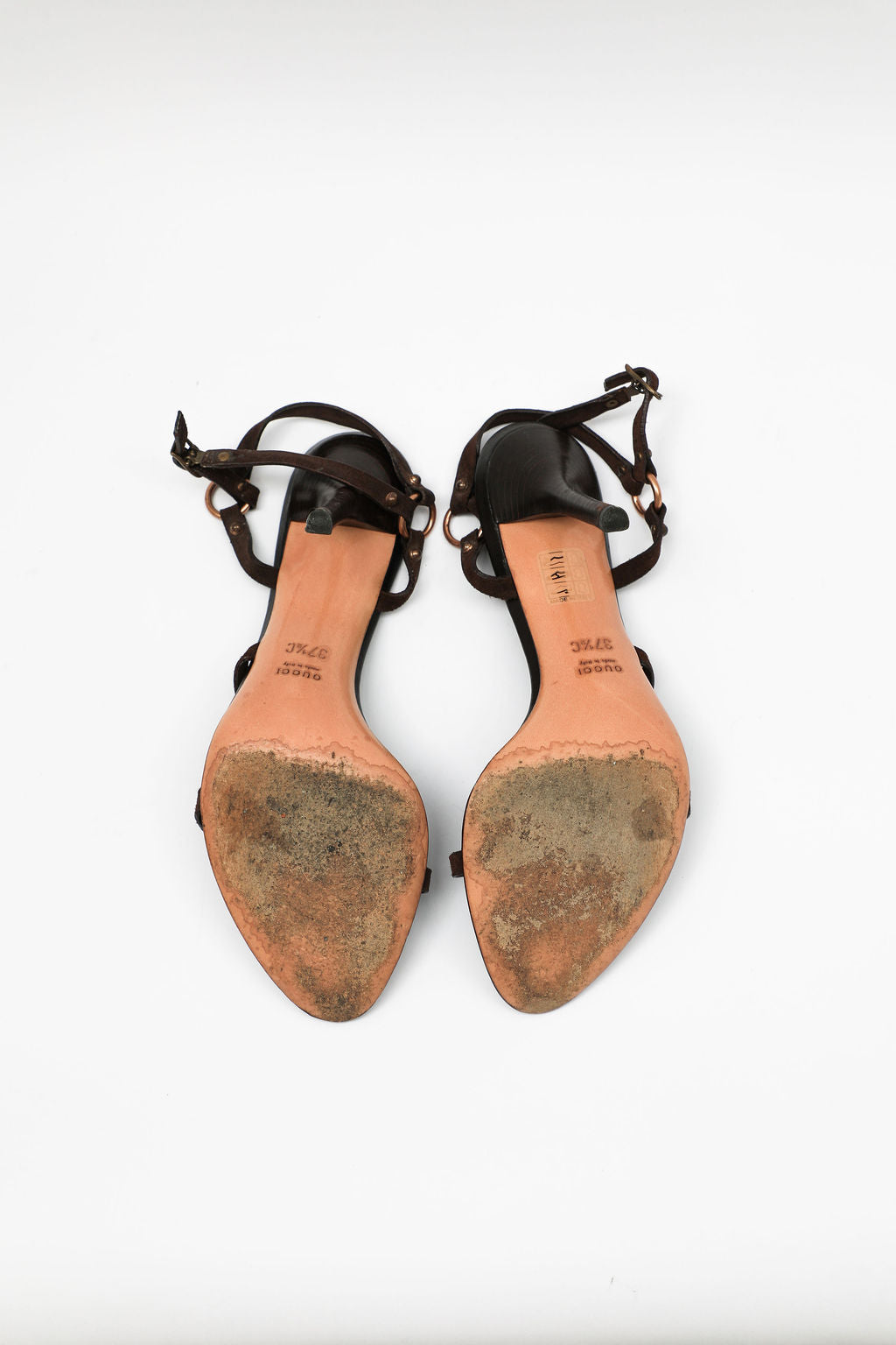Gucci Brown Leather Bamboo Heels (EU 37.5)