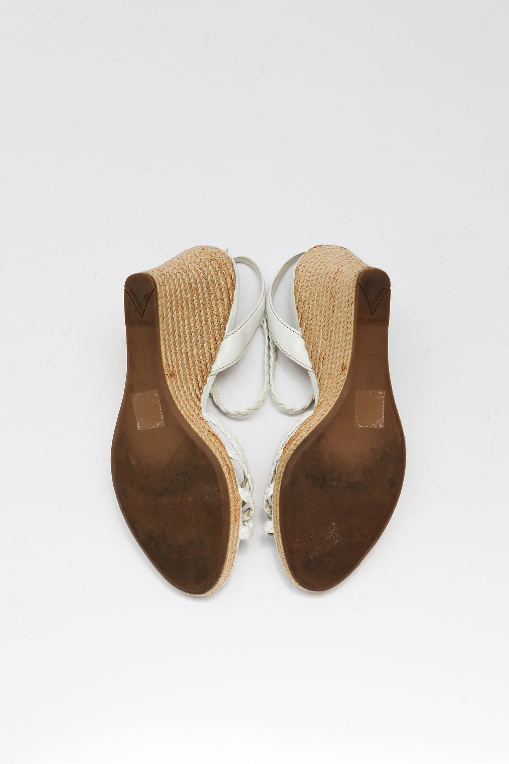 Prada Braided Leather Espadrille Wedges (EU 39)