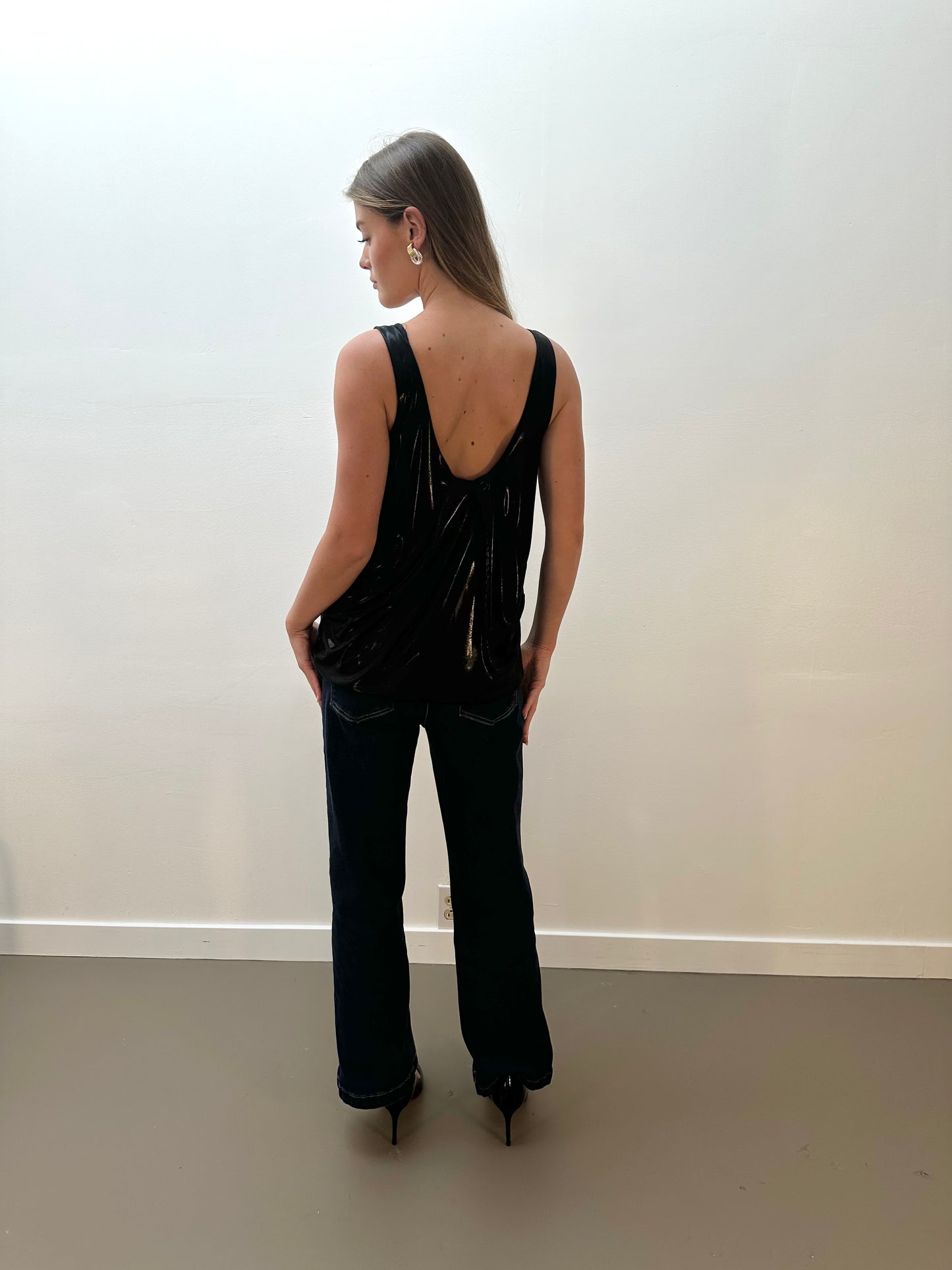 Diane Von Furstenberg Metallic Tank Top - Black