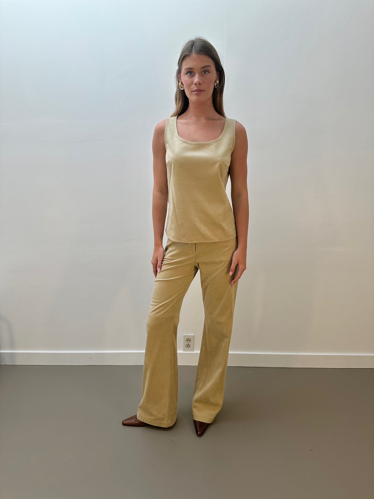 St. John Faux Suede Tank Top (S) - Tan