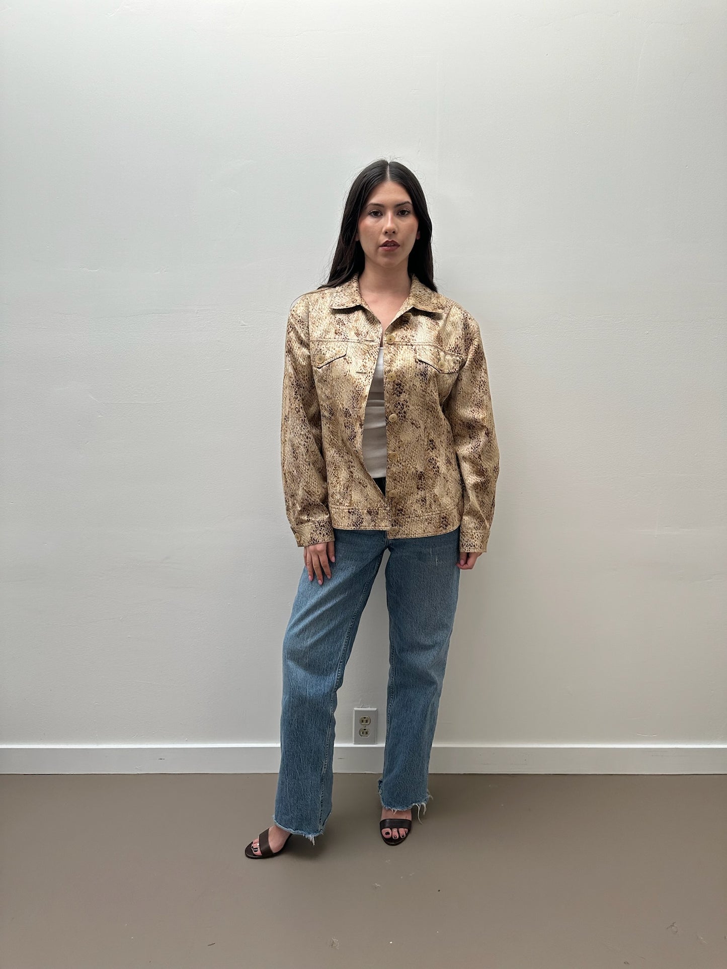 Mondi Snake Print Jacket - Tan (S/M)