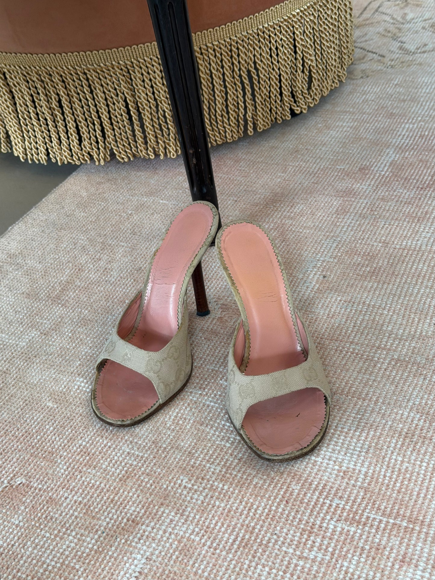 Gucci GG Canvas Mules (7) - Beige & Pink