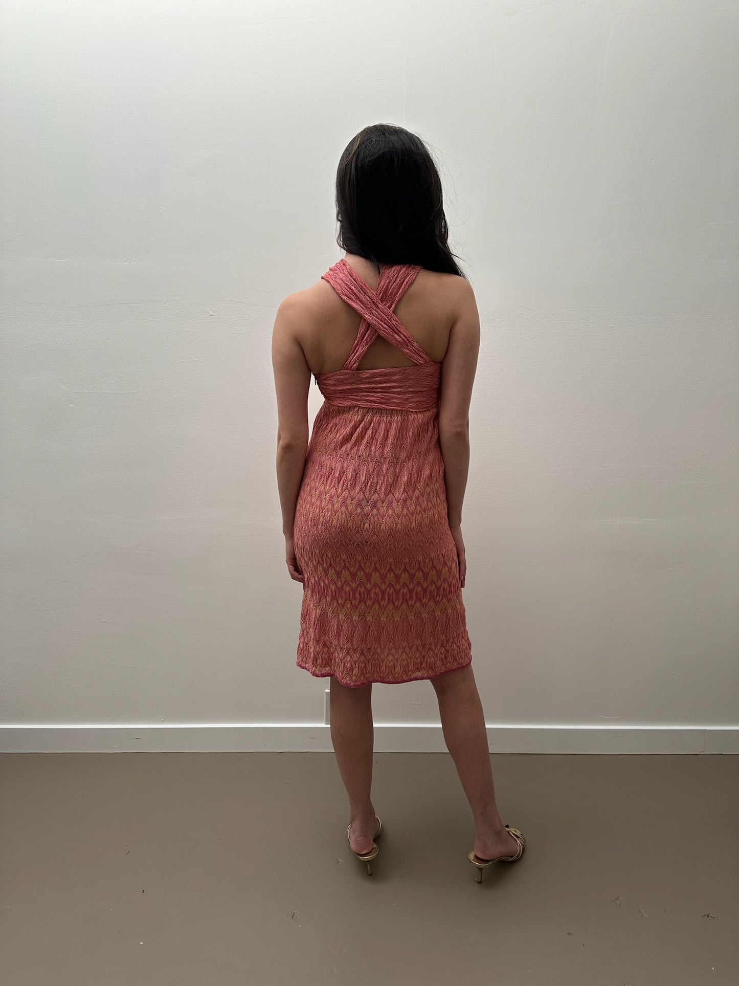 Missoni Halter Neck Dress (M) - Pink & Yellow