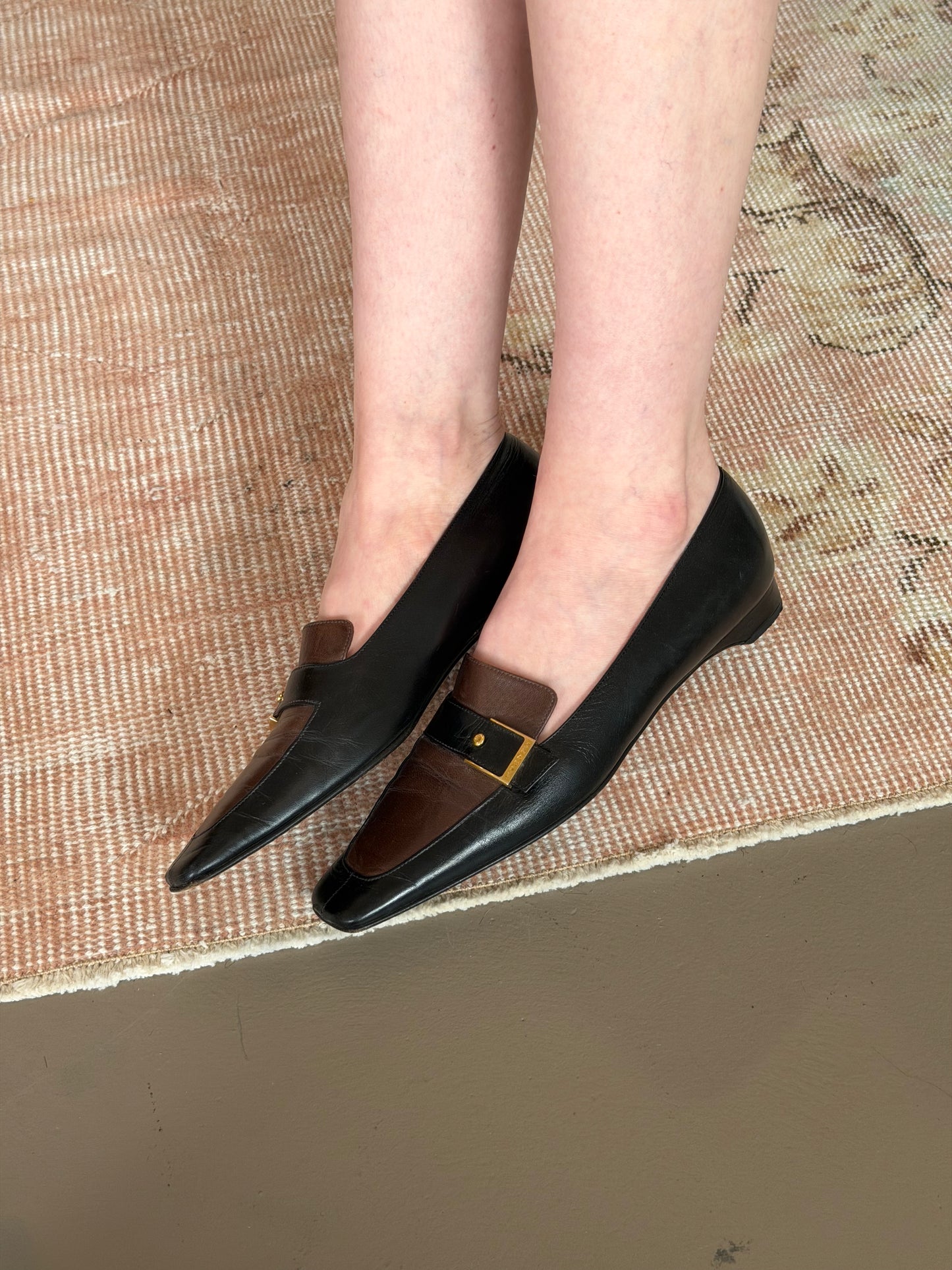 Chanel Leather Loafers (38) - Black & Brown