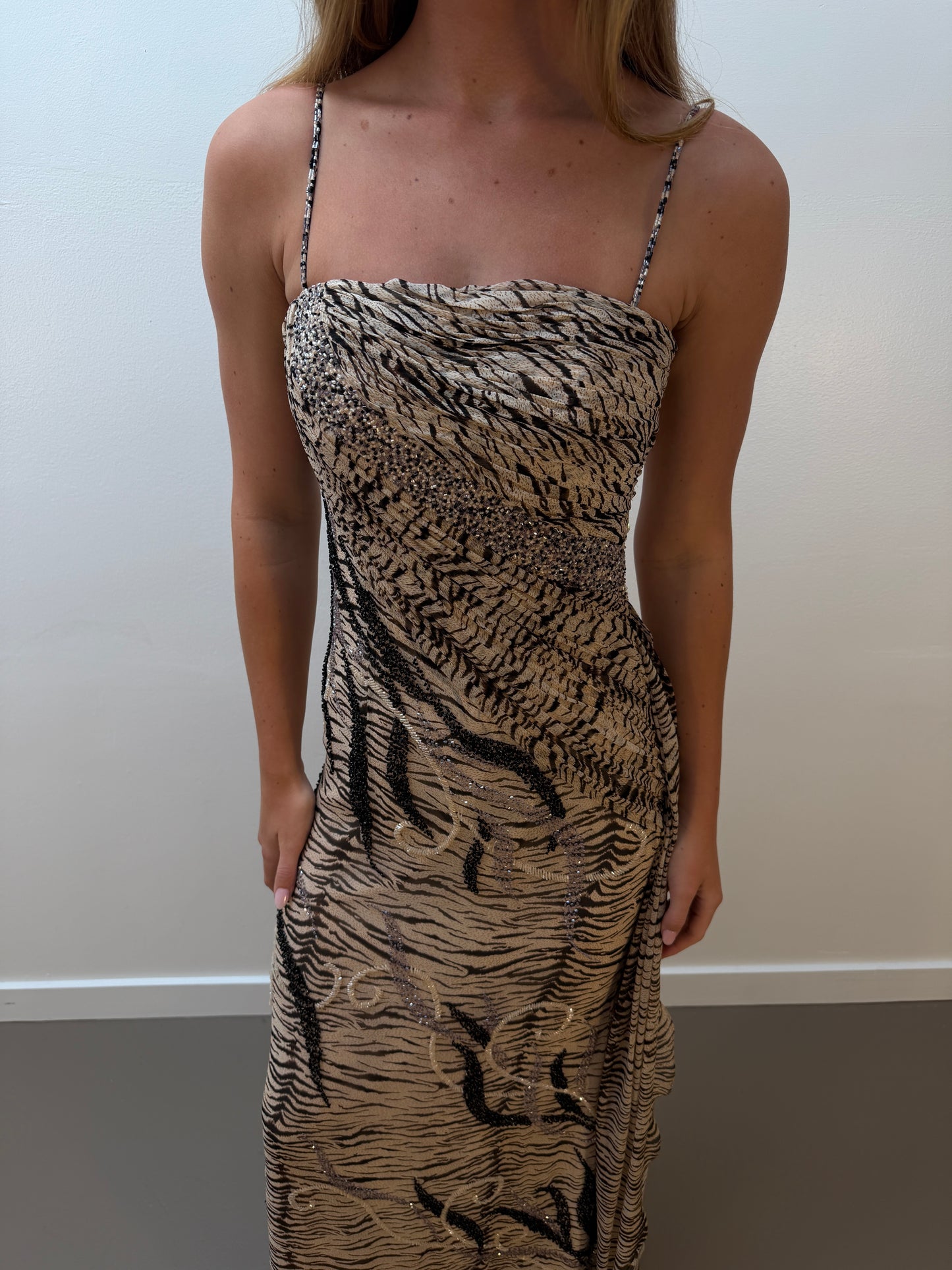 Cassandra Stone Tiger Print Silk Gown (2)