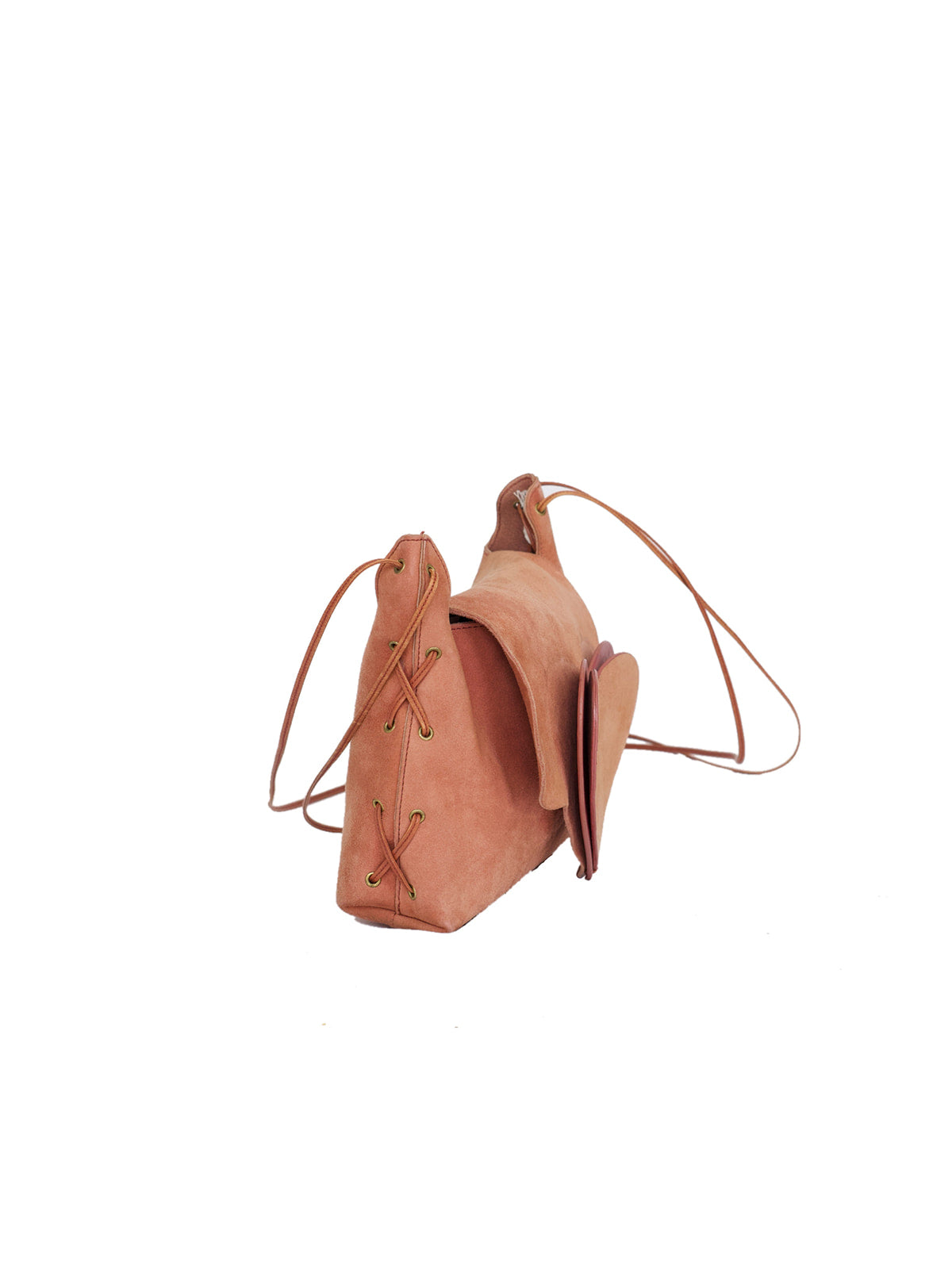 Rose Suede Gucci Heart Flap Shoulder Bag