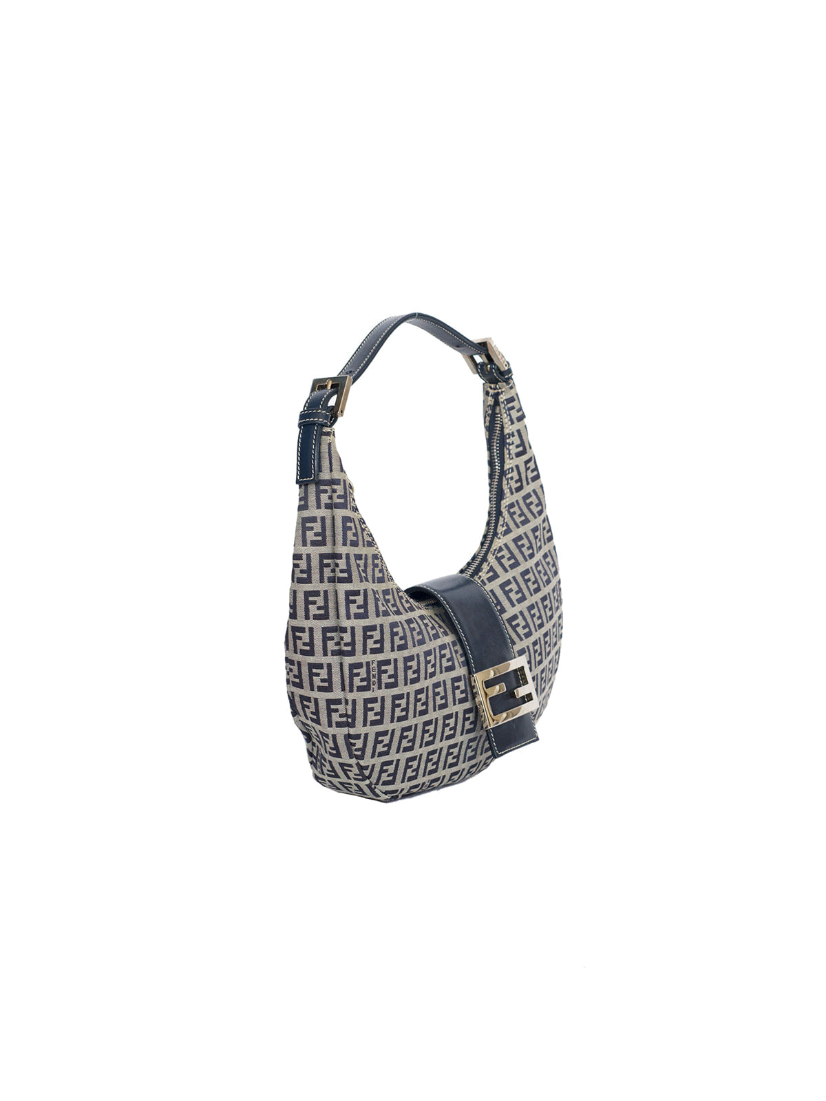 Navy Zucchino Canvas Fendi Mama Baguette Shoulder Bag