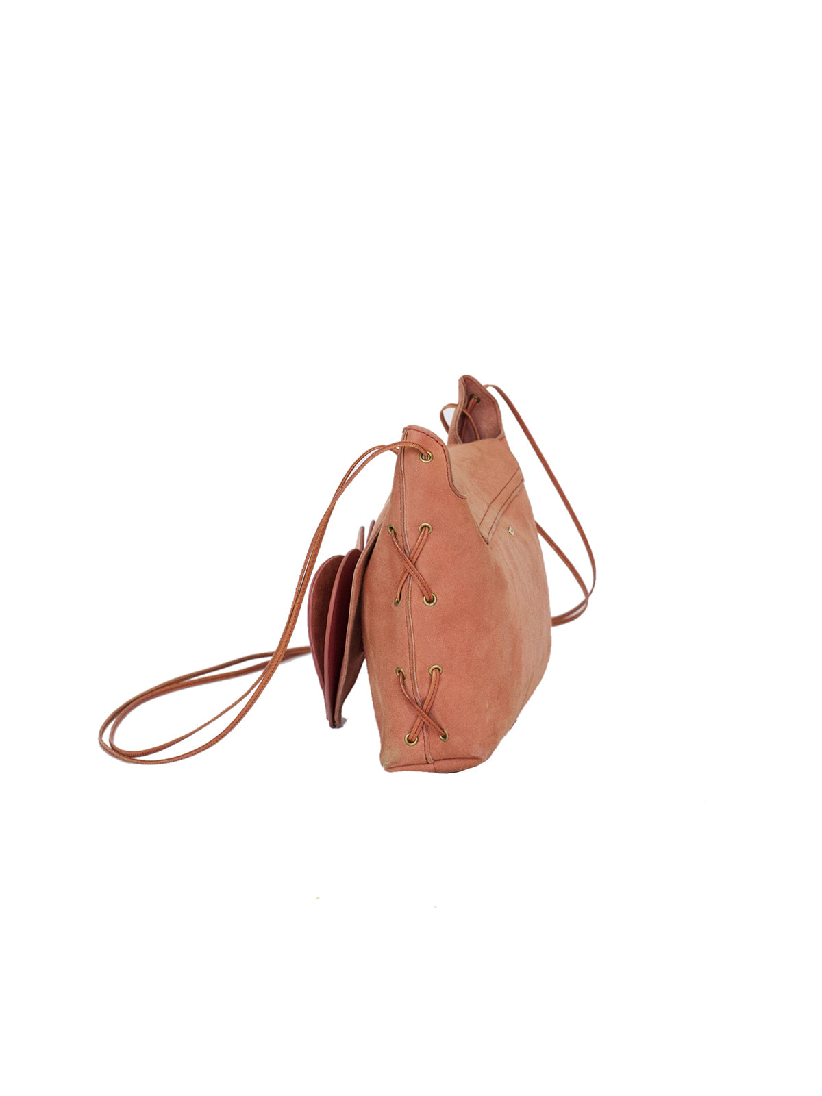 Rose Suede Gucci Heart Flap Shoulder Bag