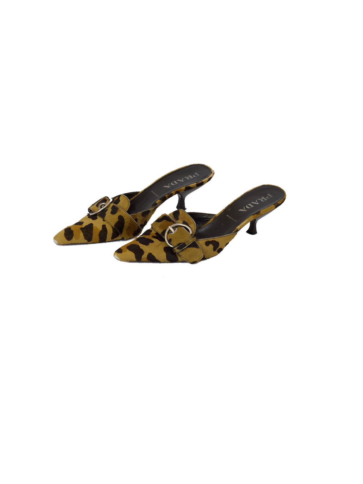 Prada Pony Hair Leopard Mules