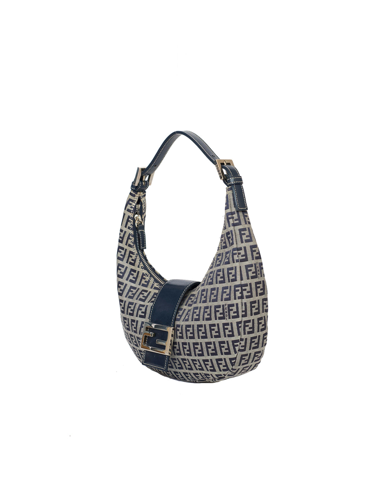 Navy Zucchino Canvas Fendi Mama Baguette Shoulder Bag