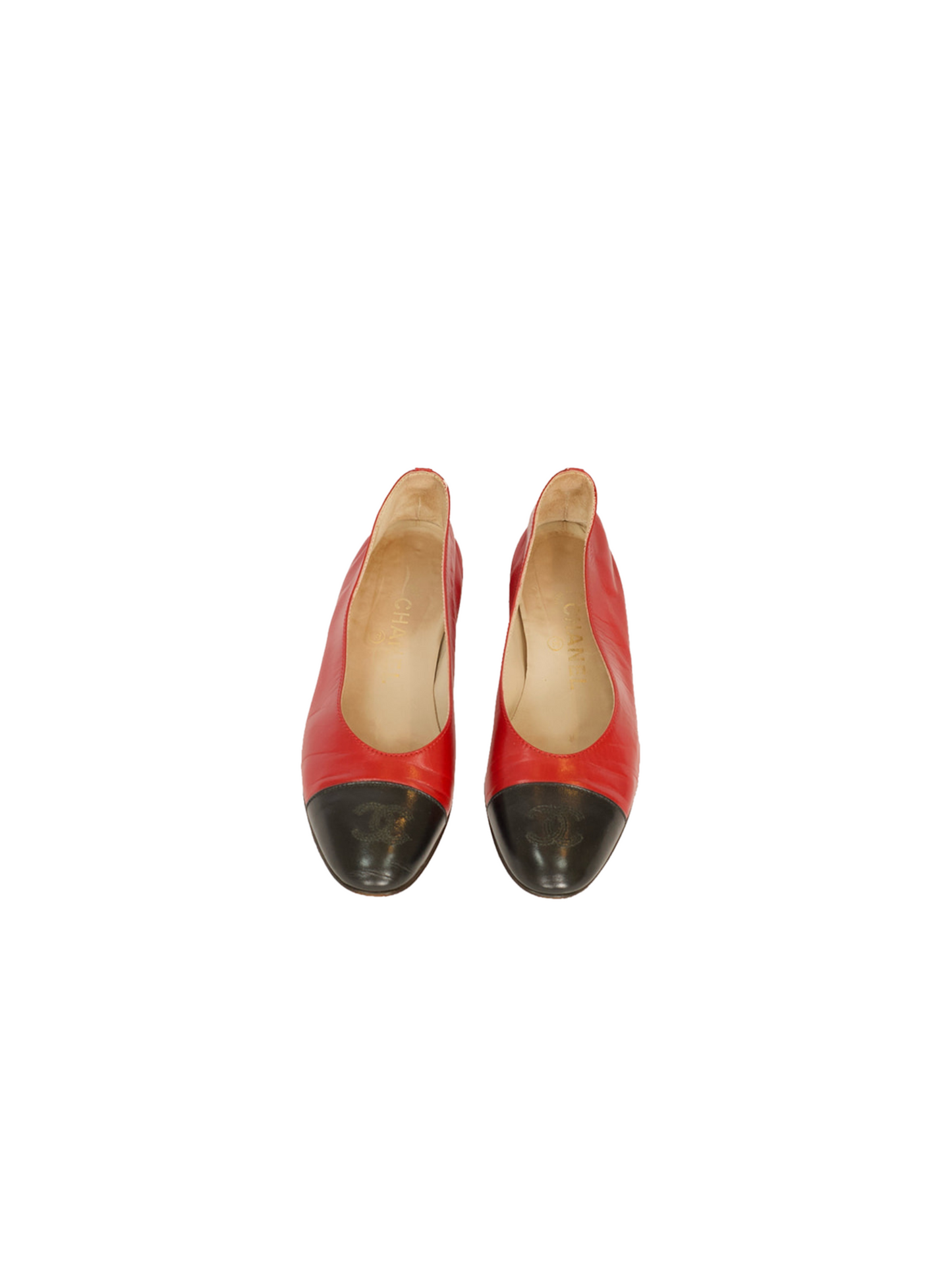 Red & Black Chanel Ballet Flats