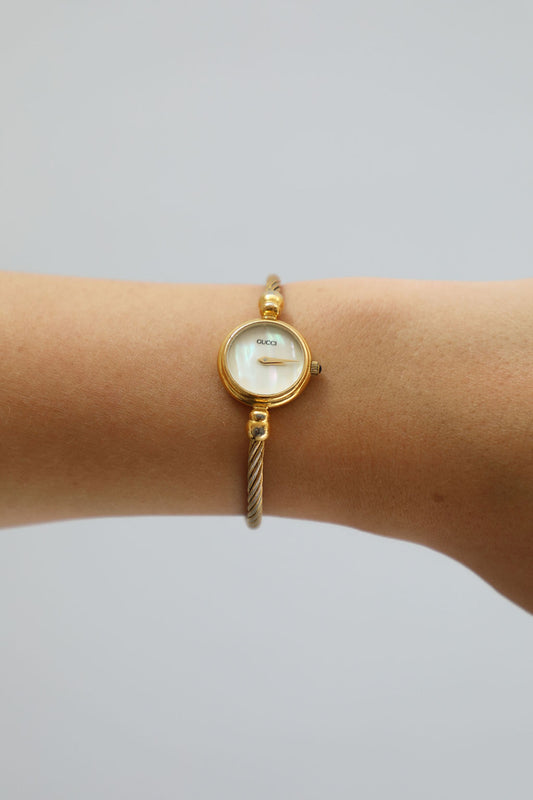 Gucci 2700 2L Watch - White Mother-of-Pearl Dial & Gold Band