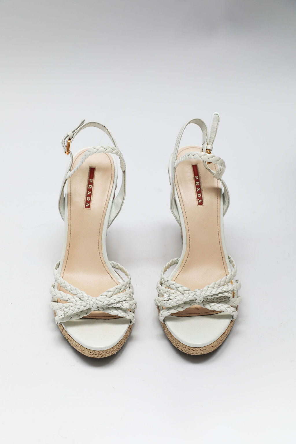 Prada Braided Leather Espadrille Wedges (EU 39)
