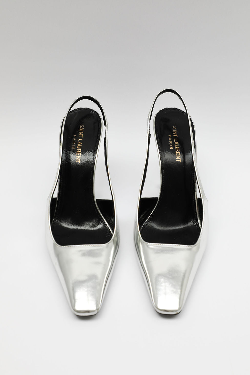 Yves Saint Laurent Blade 90 Metallic Leather Slingback Pumps (EU 39)