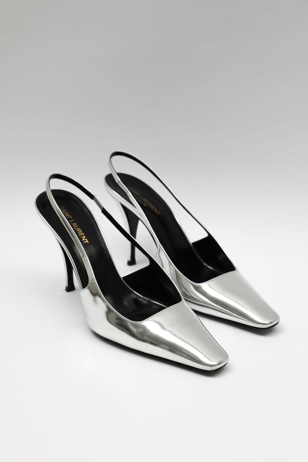Yves Saint Laurent Blade 90 Metallic Leather Slingback Pumps (EU 39)