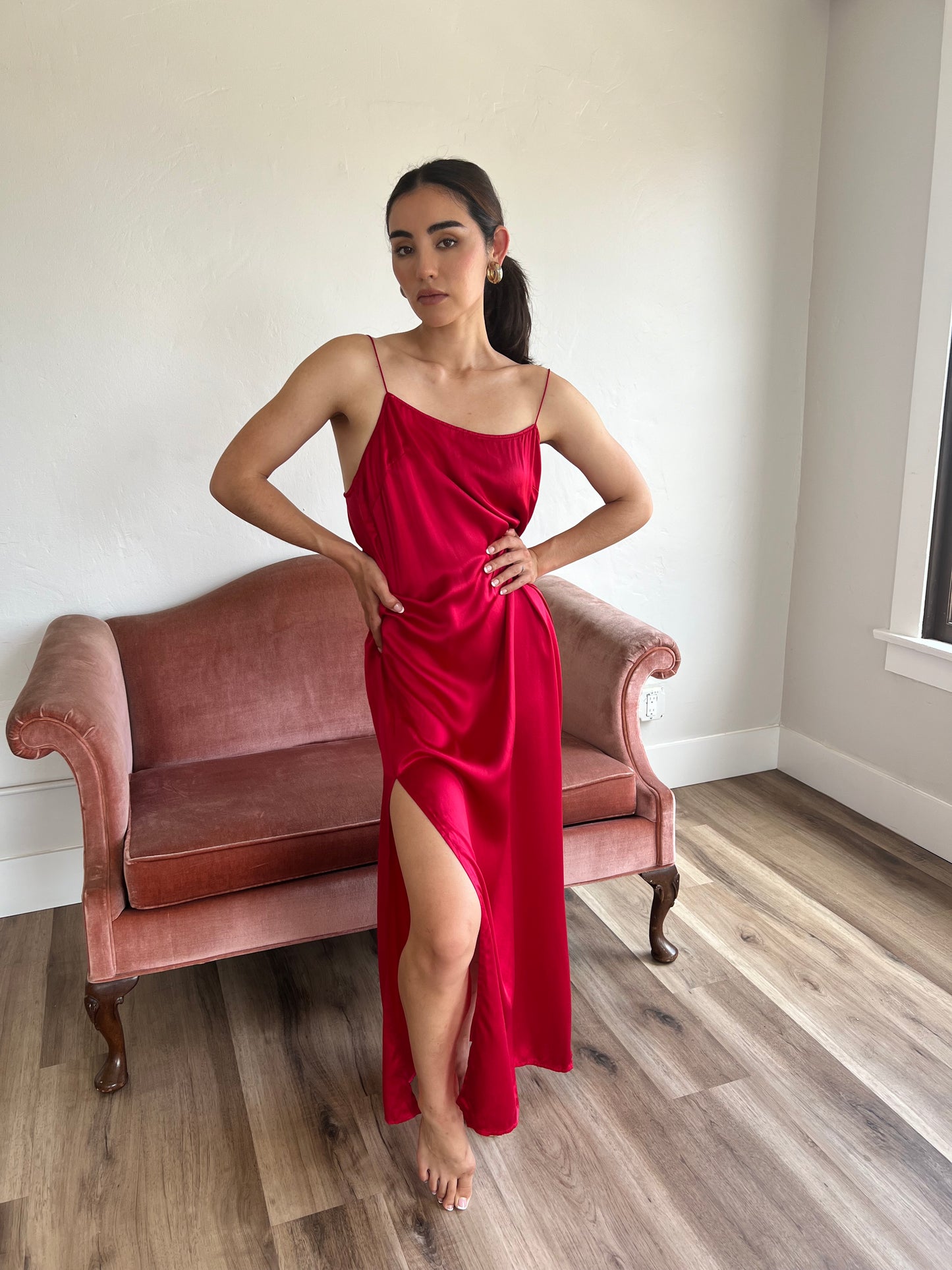 Vintage Ruby Silk Dress