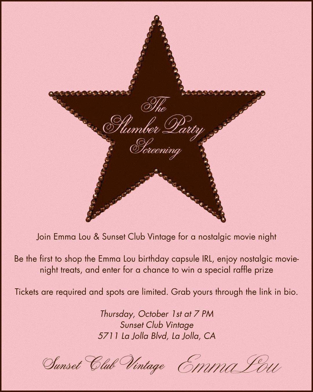 Emma Lou x Sunset Club Movie Night