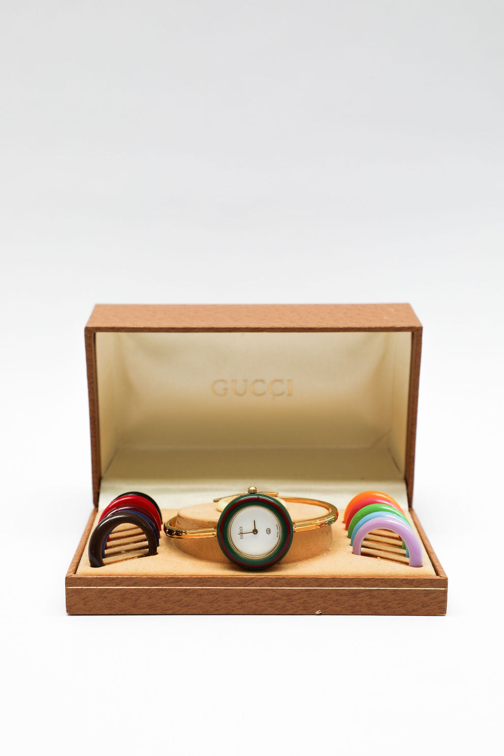 Gucci Interchangeable Bezel Watch Set 12 Colors - Gold Band