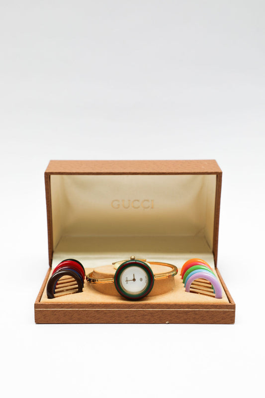 Gucci Interchangeable Bezel Watch Set 12 Colors - Gold Band