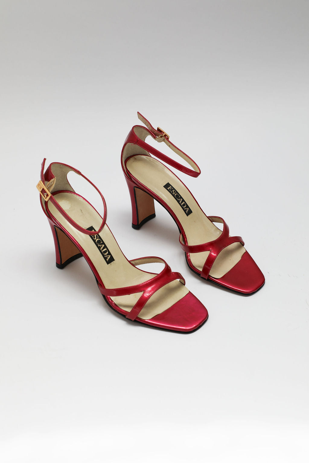 Escada Metallic Pink Leather Sandals (US 6.5)