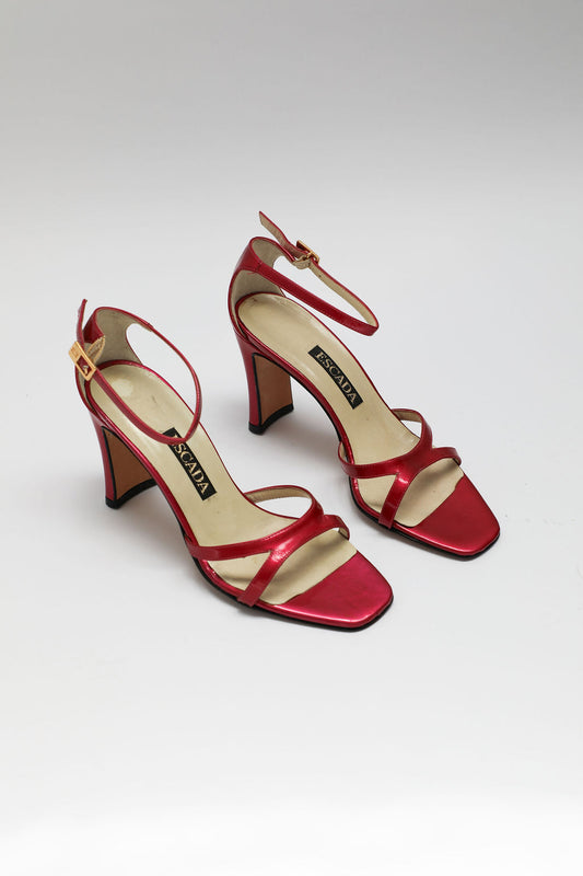 Escada Metallic Pink Leather Sandals (US 6.5)
