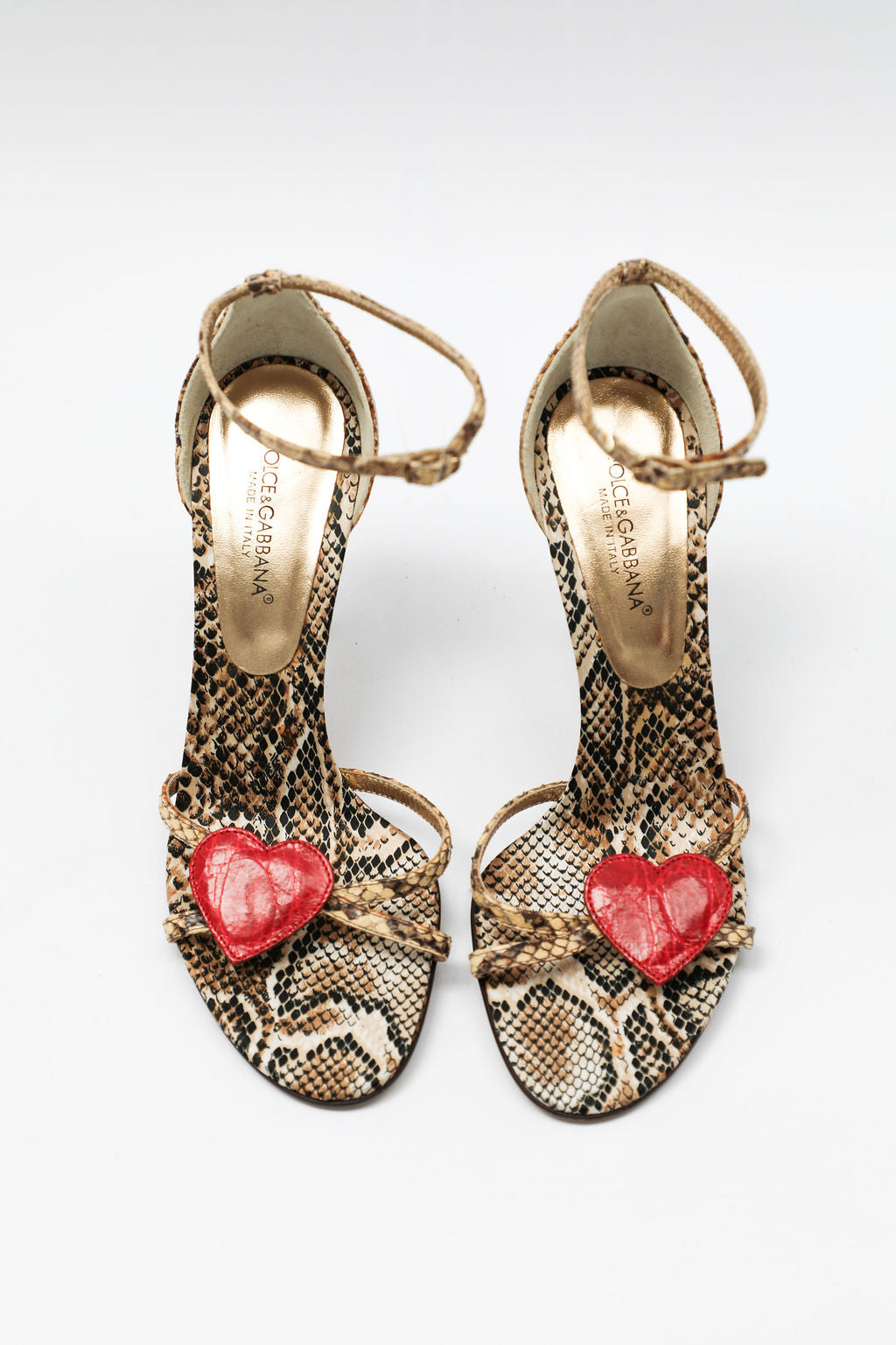 Dolce & Gabbana Snakeskin Heart Sandals (EU 37.5)