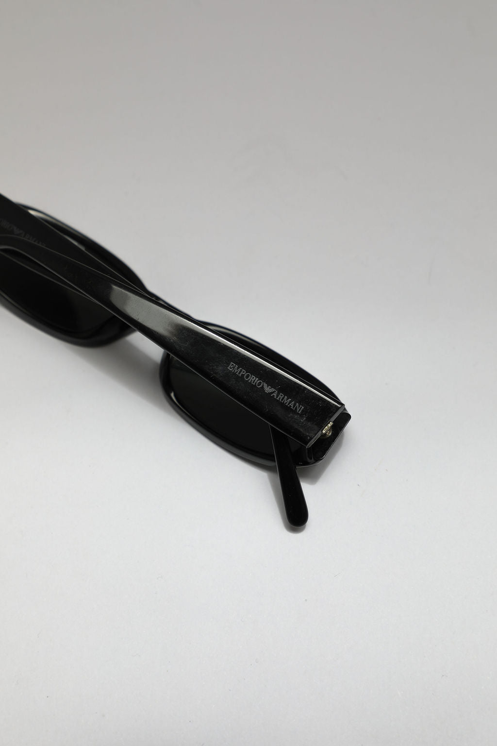 Armani Black Narrow Rectangular Sunglasses