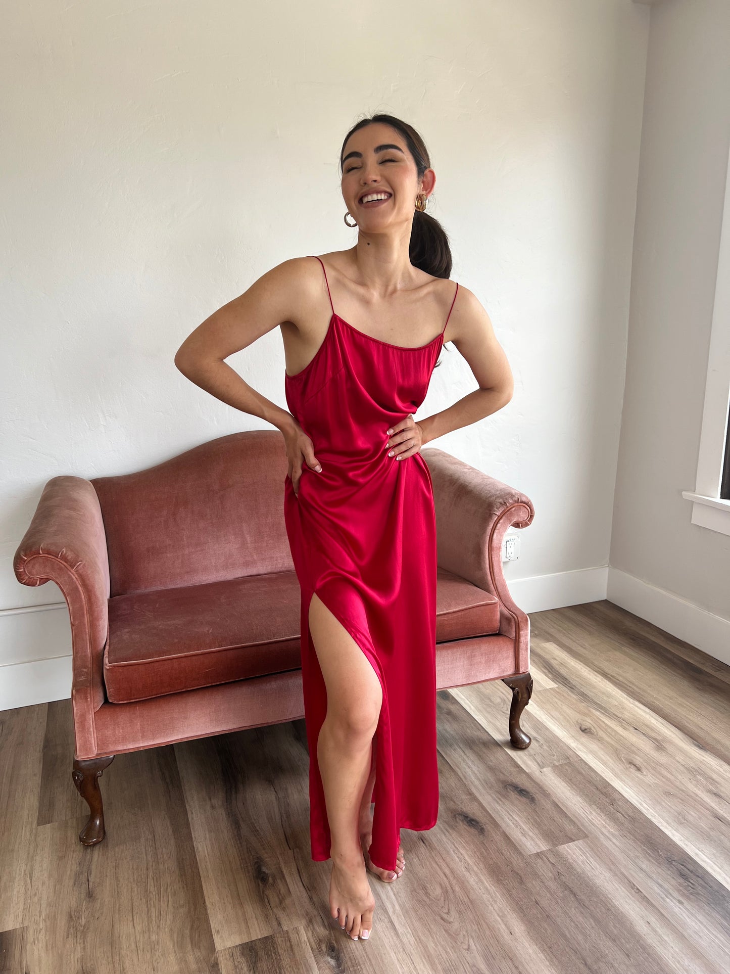 Vintage Ruby Silk Dress