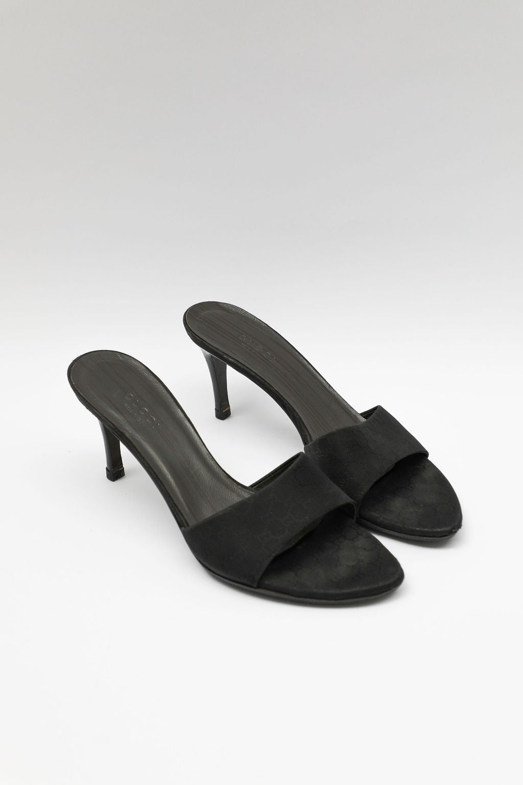 Gucci Black Monogram Canvas Mules (US 7.5)
