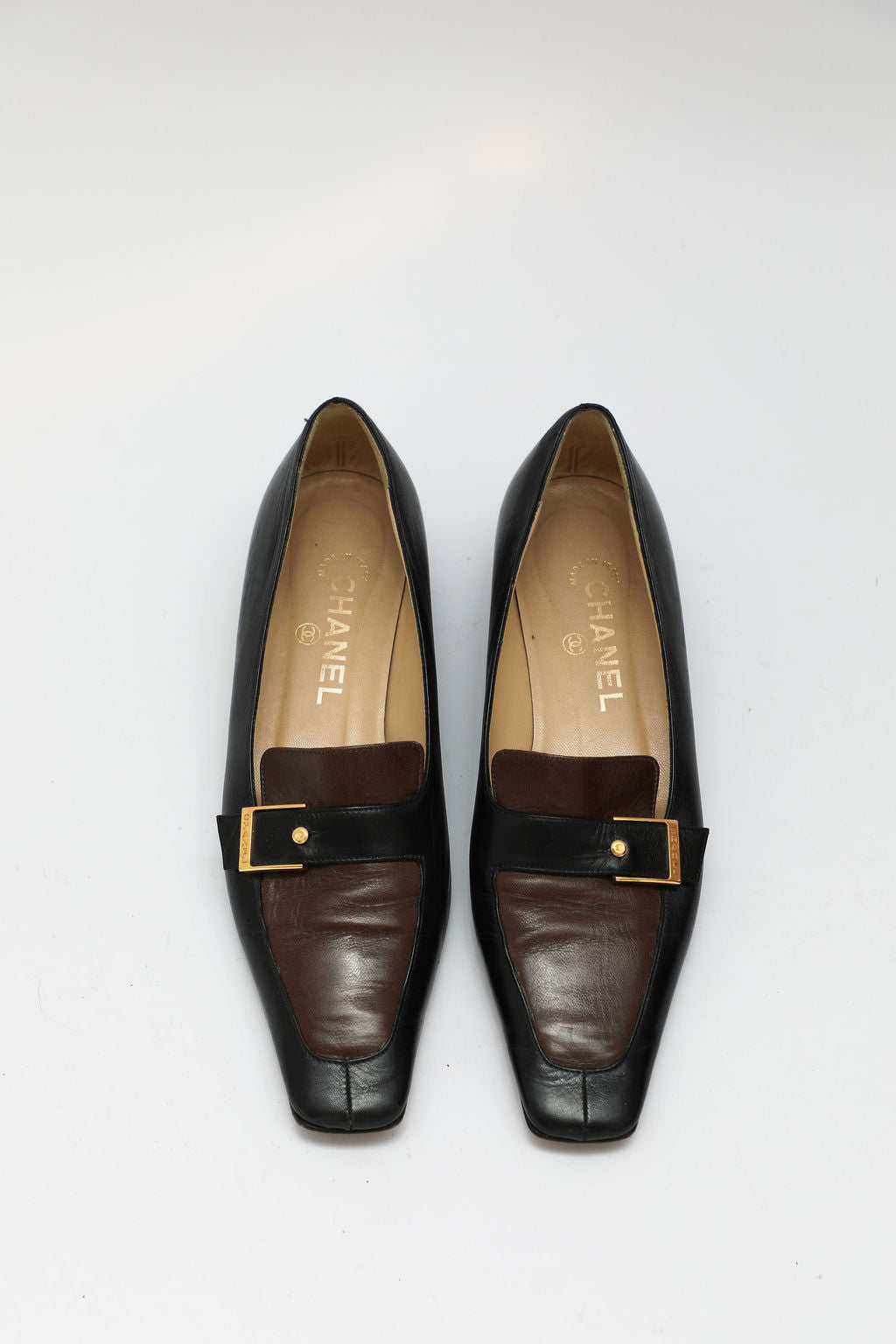 Chanel Black & Brown Leather Loafers (EU 38)