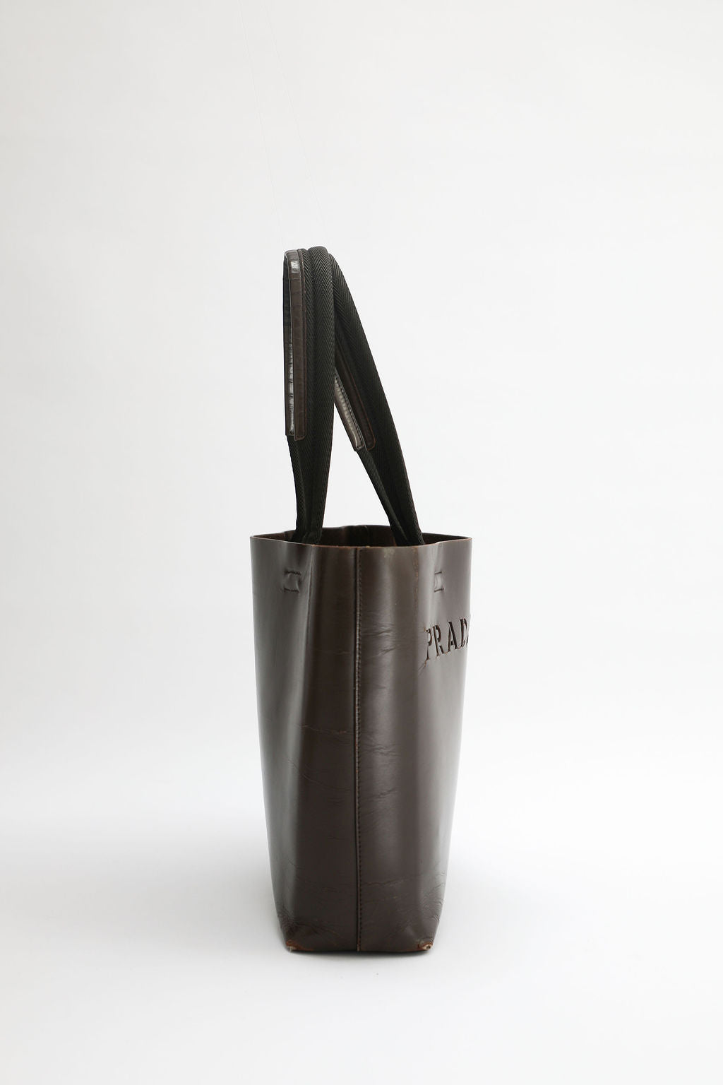 Prada Leather Cutout Tote - Brown
