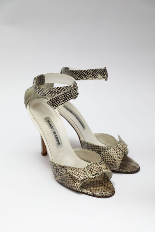 Manolo Blahnik Python Buckle Sandals (EU 38.5)