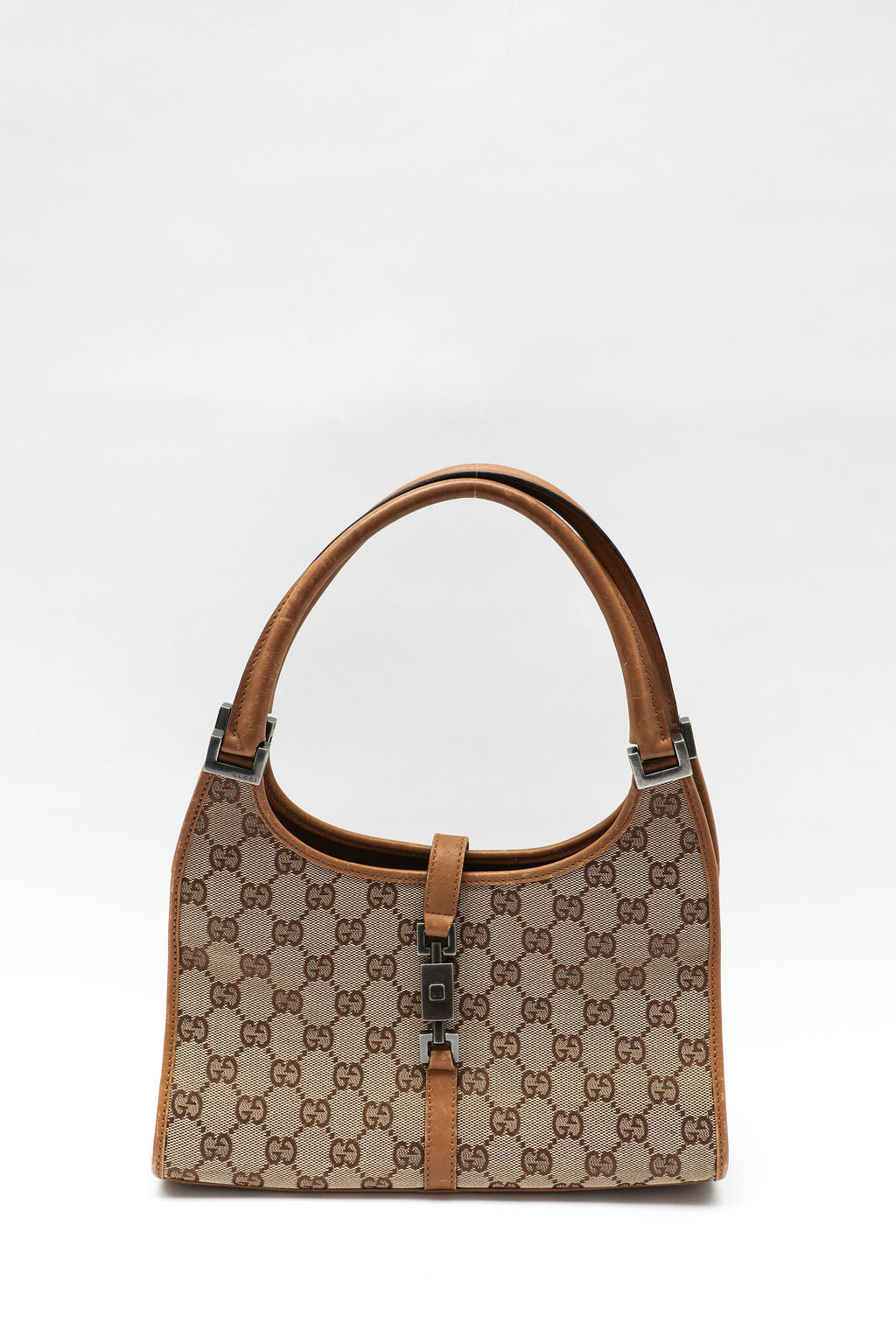Gucci Monogram Canvas Jackie Bag - Tan