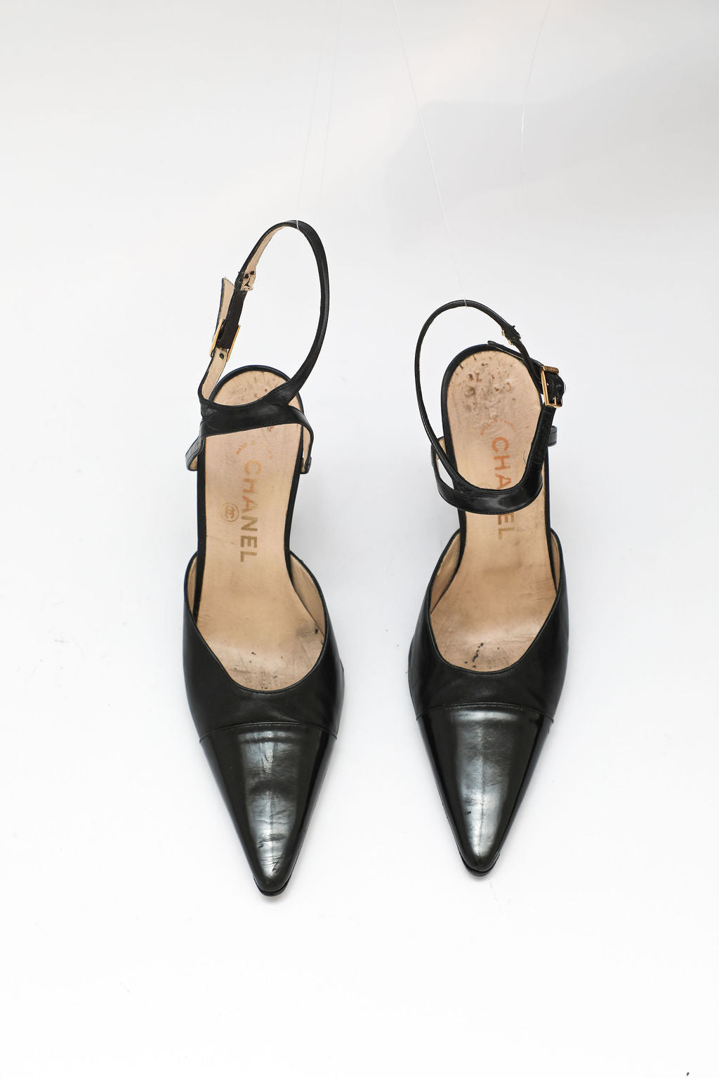 Chanel Black Leather Strappy Pumps (EU 38)