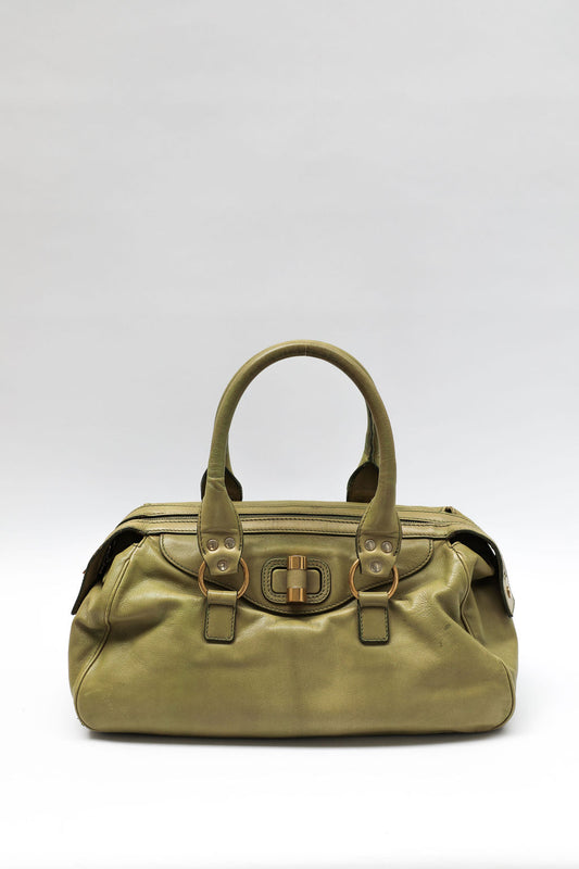 Yves Saint Laurent Leather Satchel - Olive Green