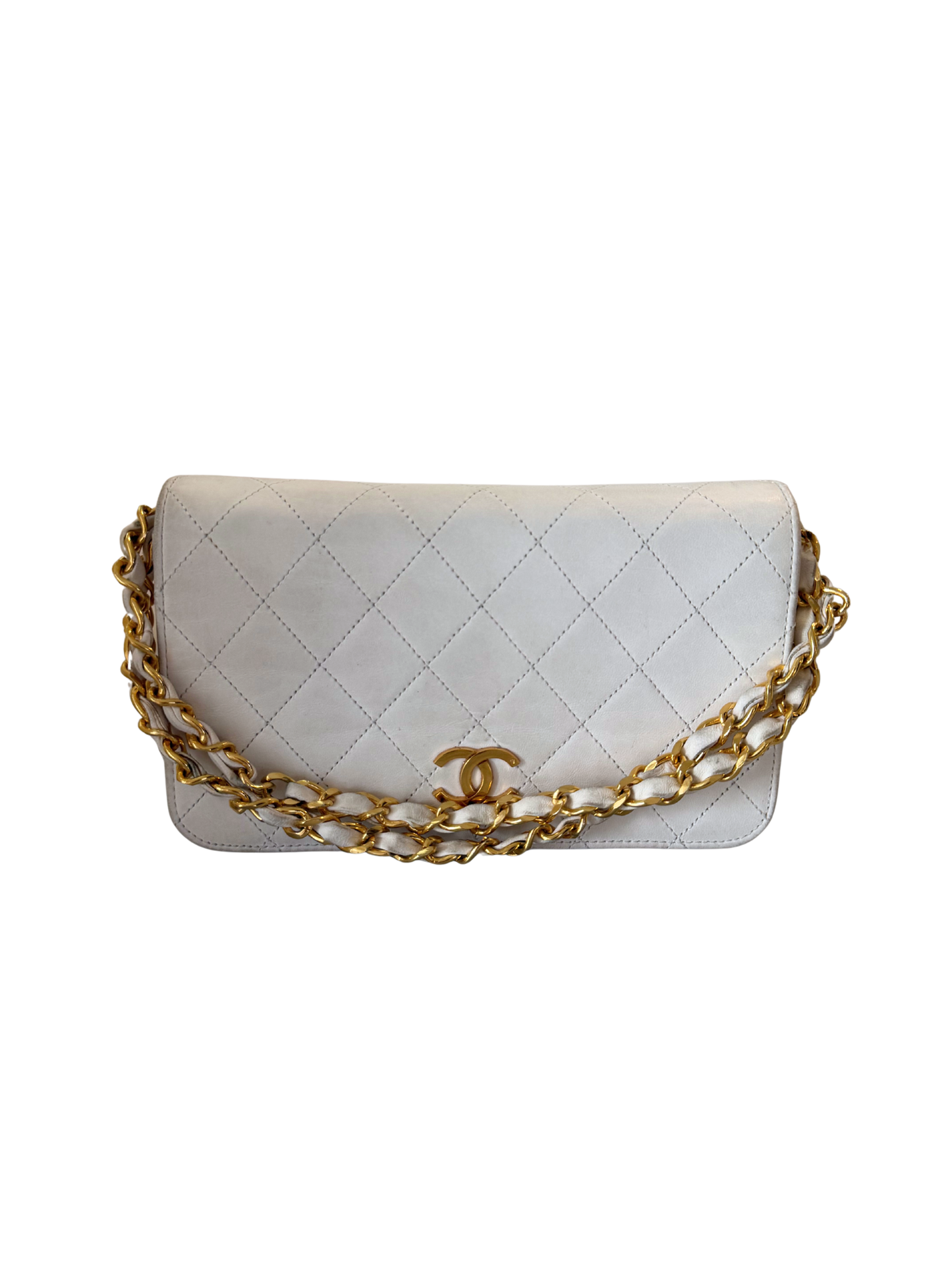 Cream Chanel Quilted Flap Bag (24K Gold)