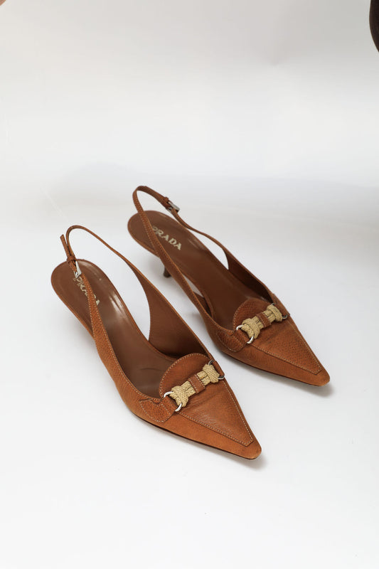 Prada Brown Leather Rope Bit Mules (EU 40.5)