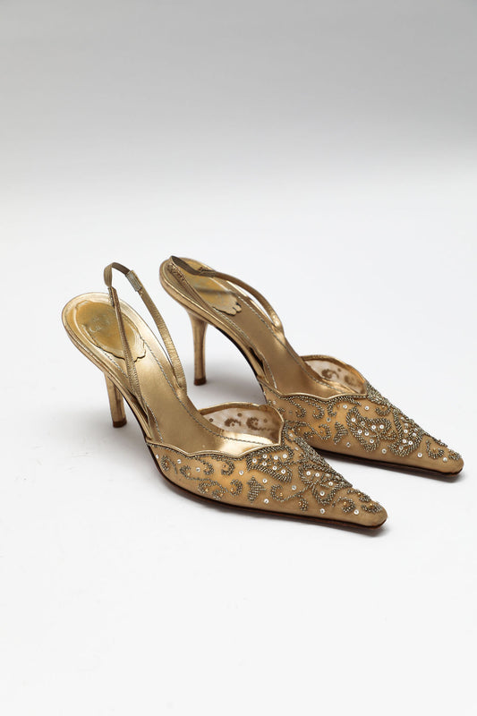 Rene Caovilla Veneziana Embellished Slingbacks (EU 39.5)