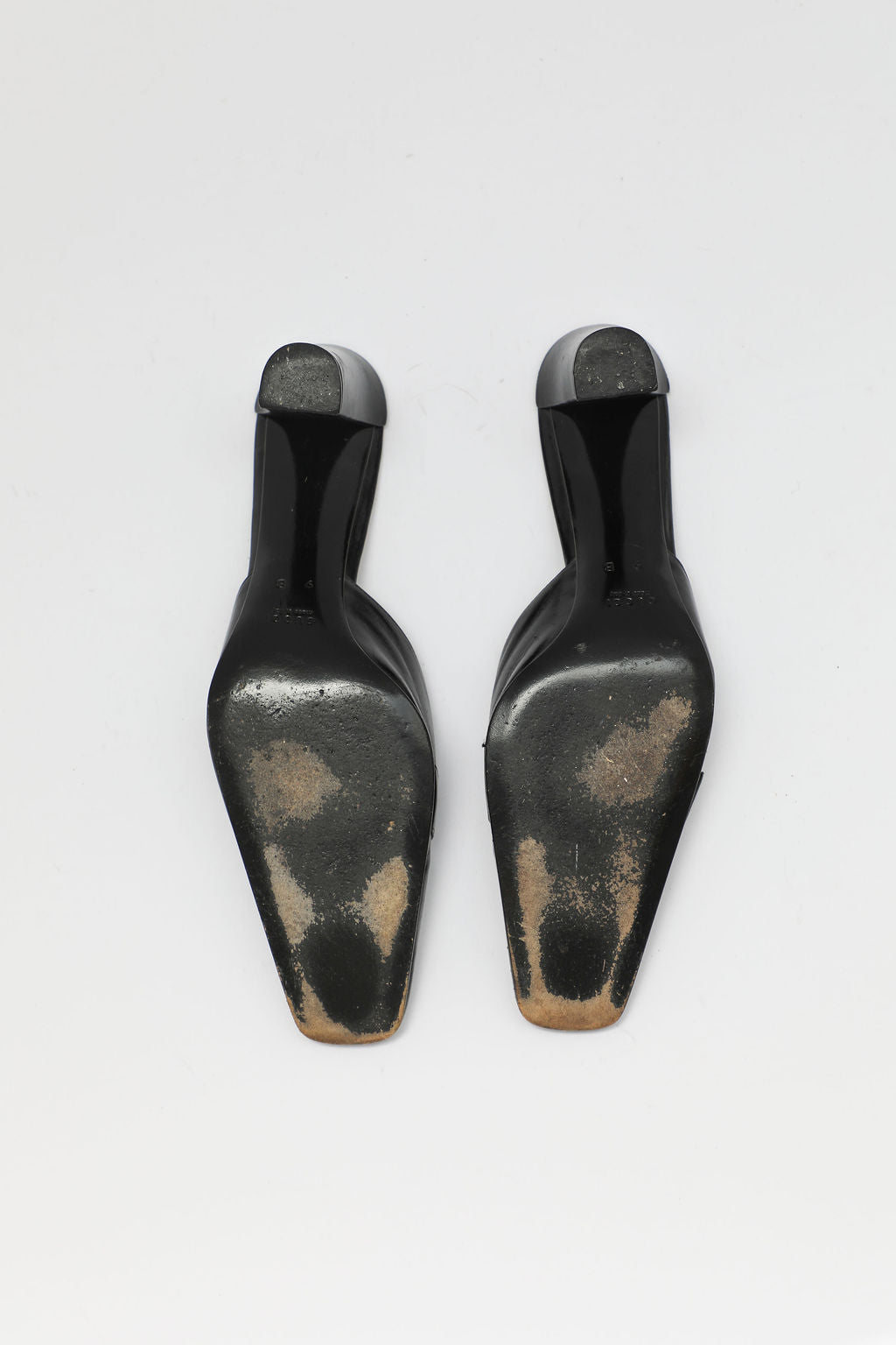 Gucci Black Leather Square-Toe Mules (US 9)