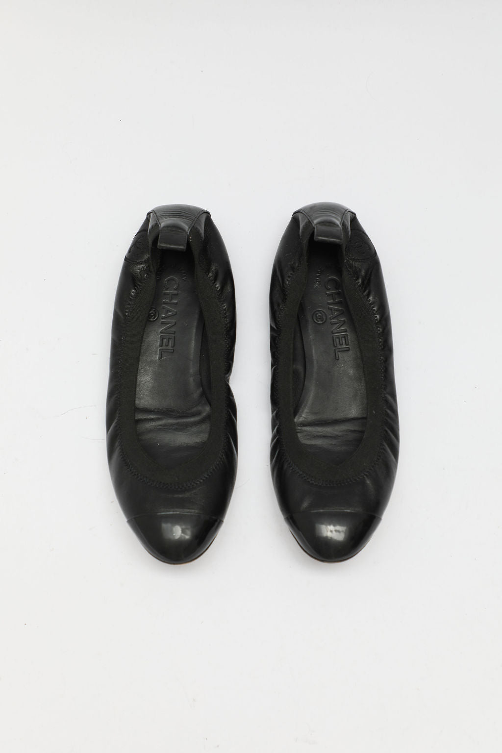 Chanel Black Cap-Toe Ballet Flats (EU 37.5)