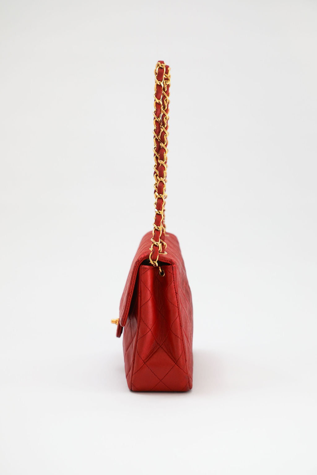 Chanel Quilted Lambskin Flap Bag - Red with 24K Gold Hardware