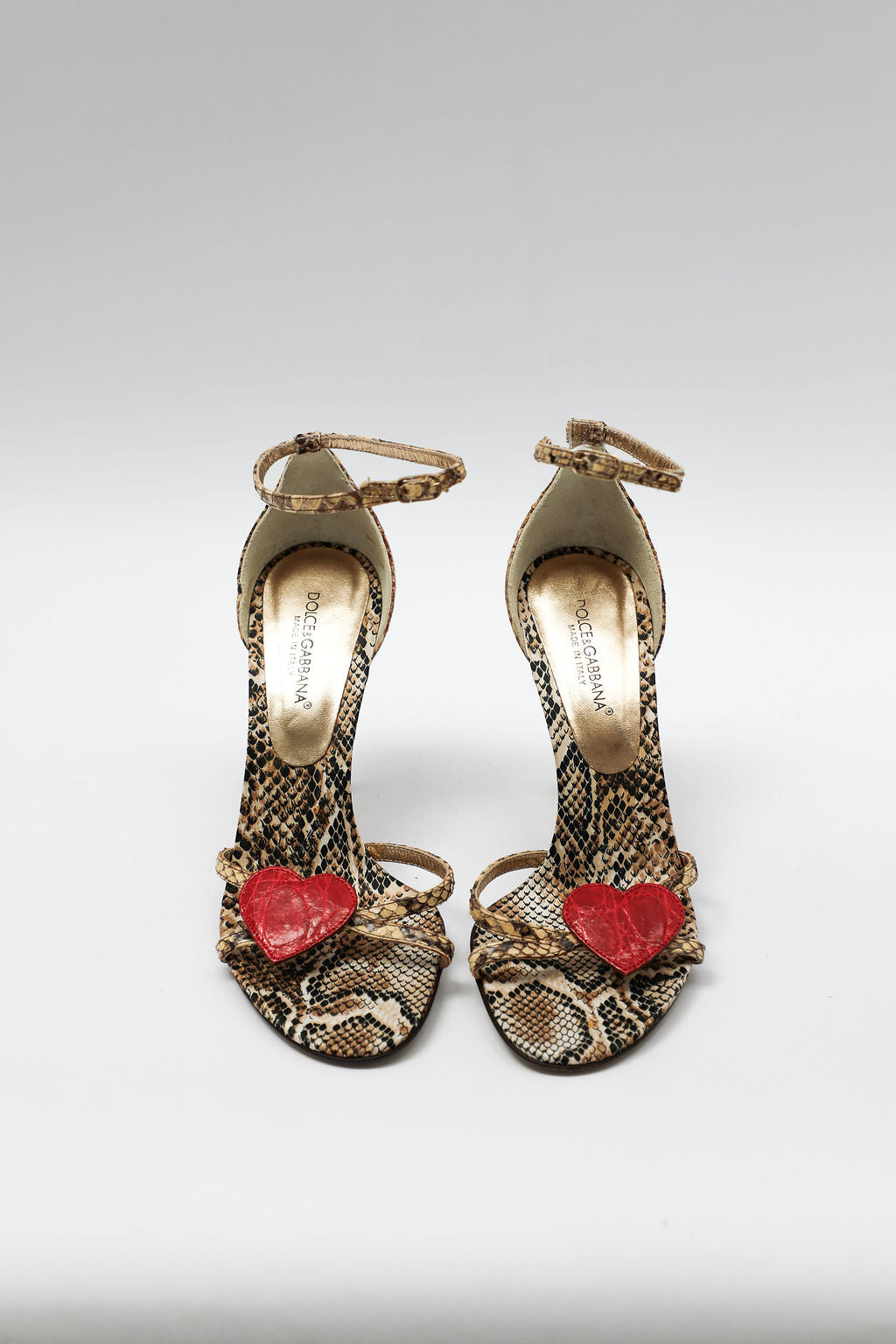 Dolce & Gabbana Snakeskin Heart Sandals (EU 37.5)