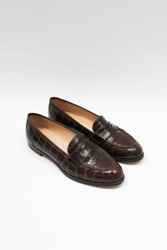 Manolo Blahnik Brown Alligator Penny Loafers (EU 36)