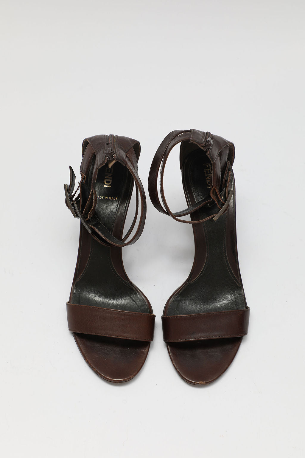 Fendi Brown Leather Ankle Strap Sandals (EU 37)