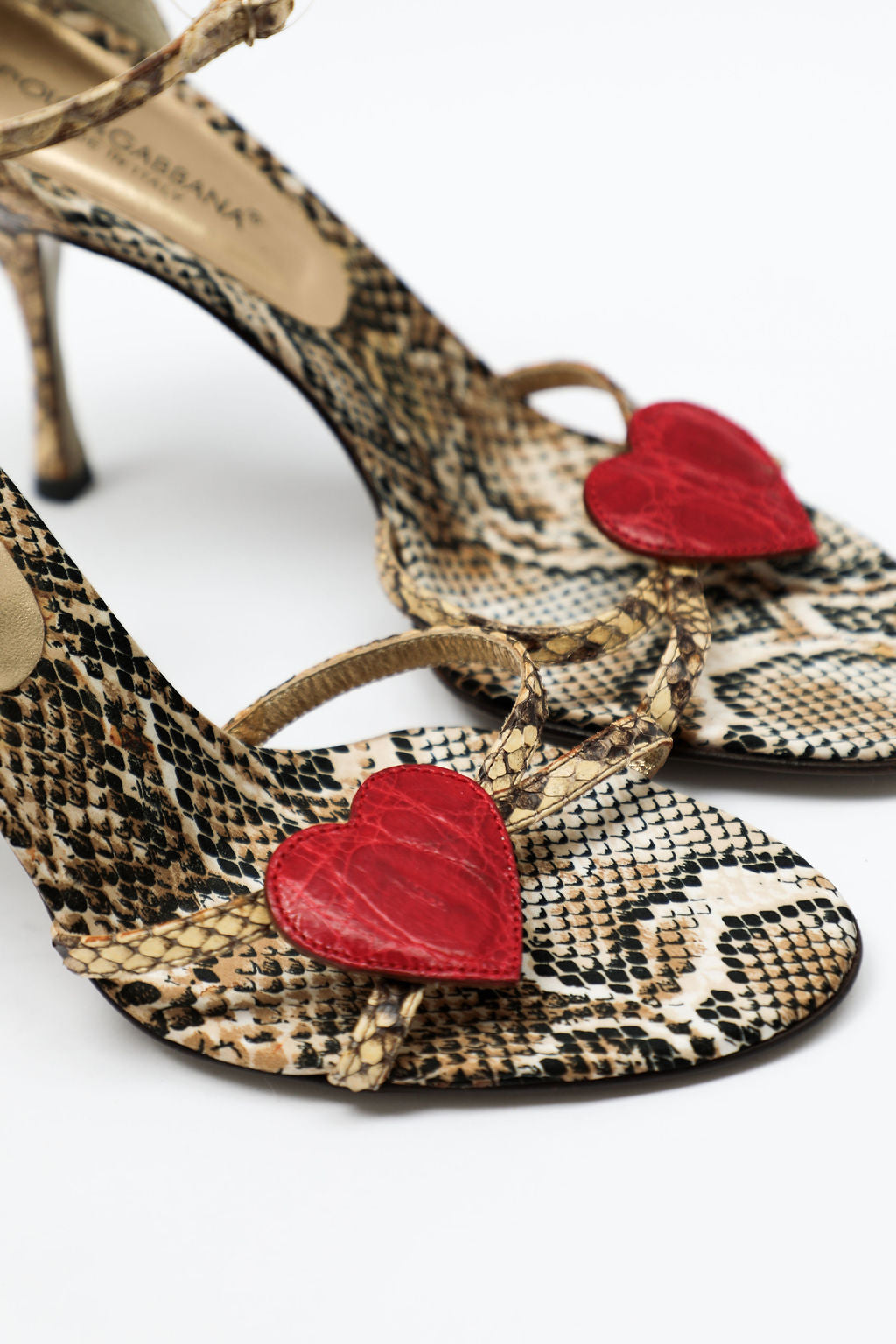 Dolce & Gabbana Snakeskin Heart Sandals (EU 37.5)