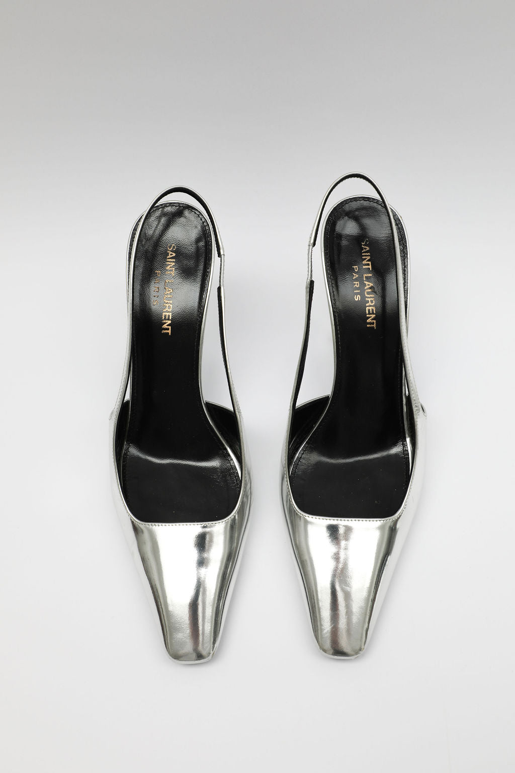 Yves Saint Laurent Blade 90 Metallic Leather Slingback Pumps (EU 39)