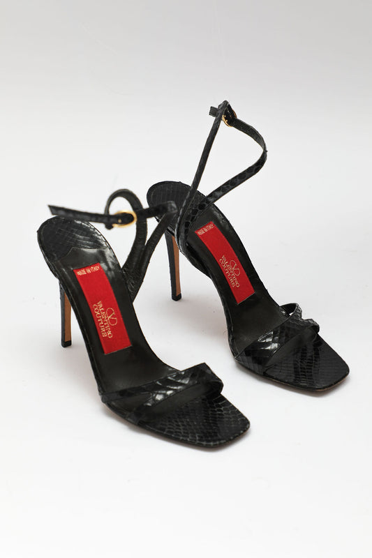 Valentino Black Python Sandals (EU 37.5)