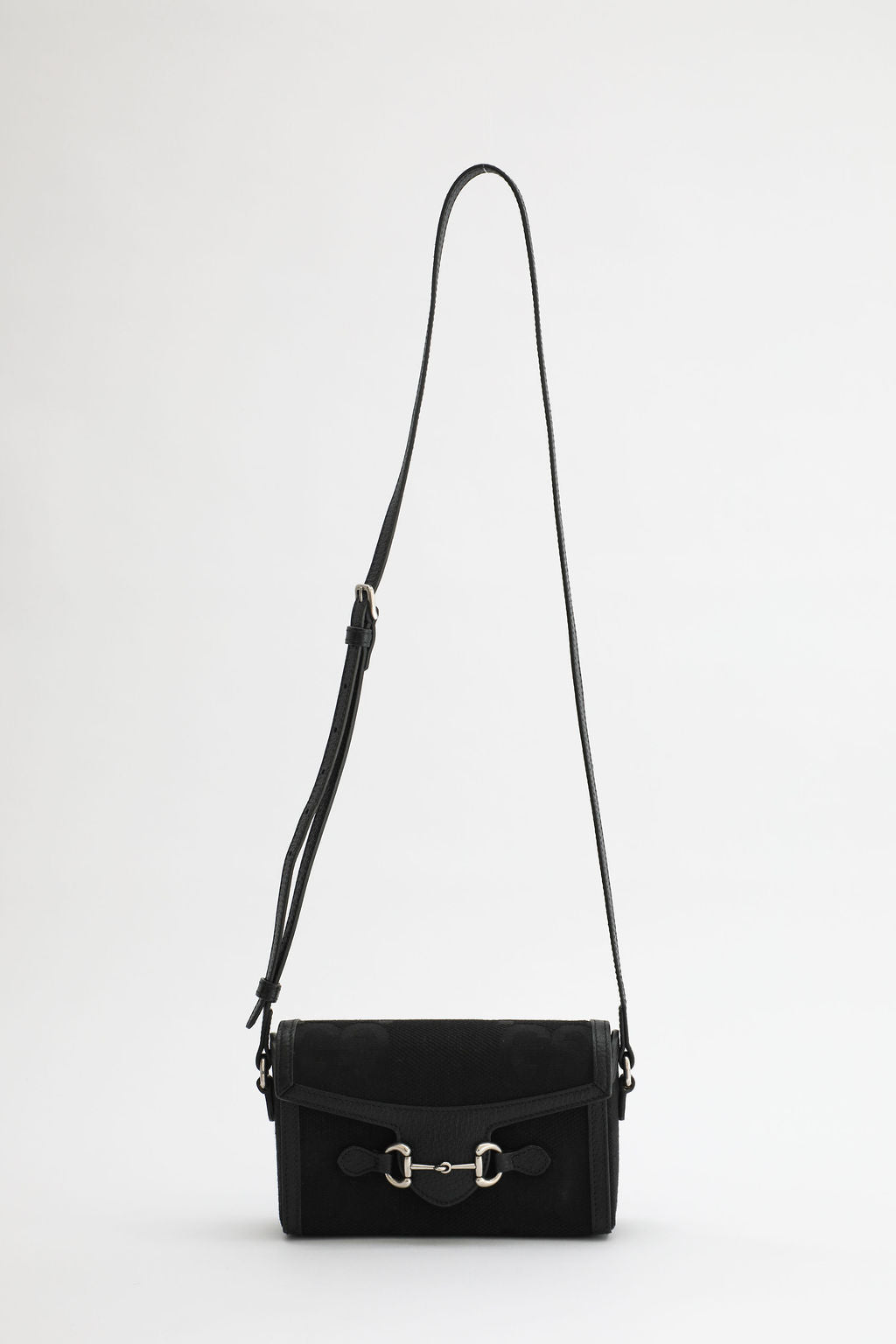 Gucci Monogram Horsebit 1955 Bag - Black