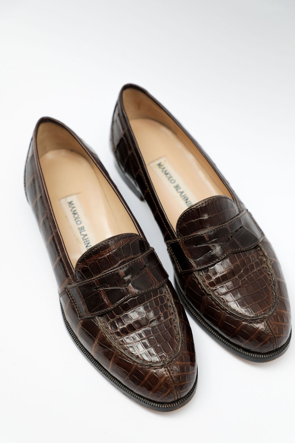 Manolo Blahnik Brown Alligator Penny Loafers (EU 36)