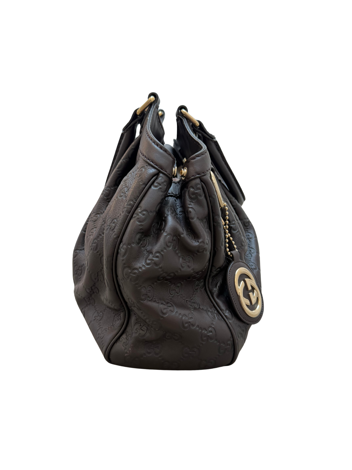 Gucci Guccisima Sukey Leather Hobo Bag - Brown